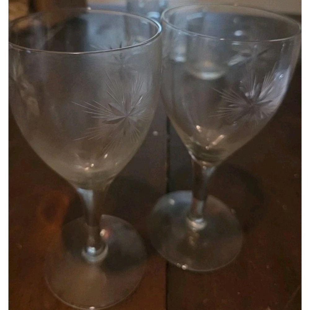Set 2 VTG Susquehanna Glass Starburst Etched Pattern‎ Barware Gift